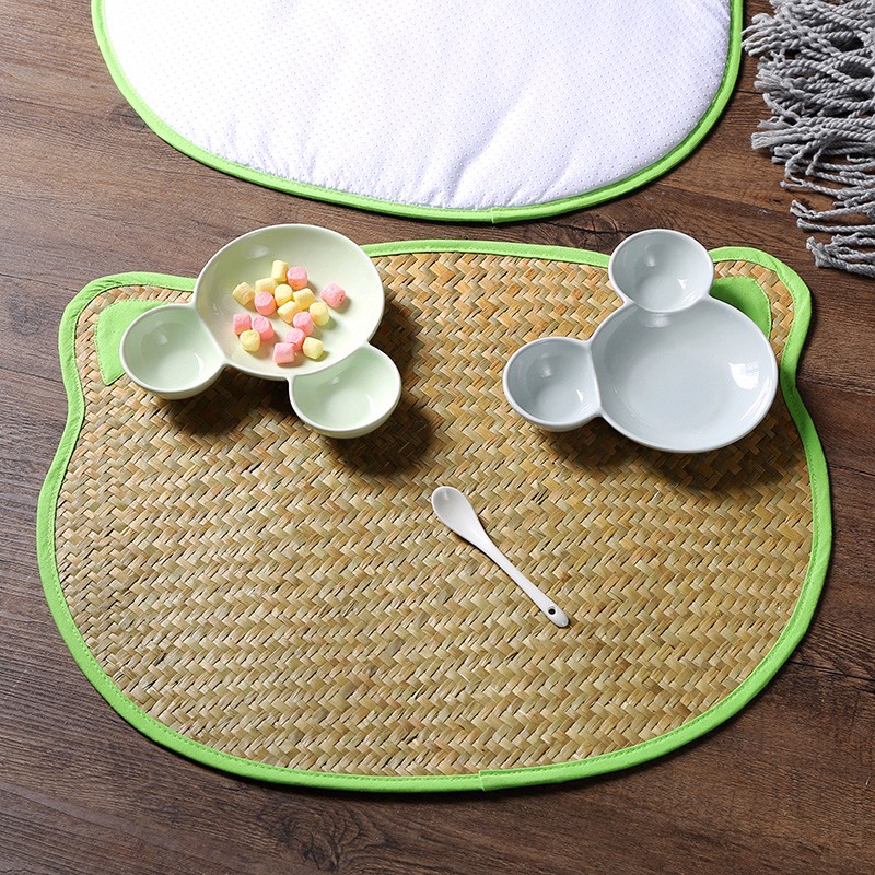 Table Mat Miếng lót bàn ăn cói hình gấu - lót bàn ăn mây tre