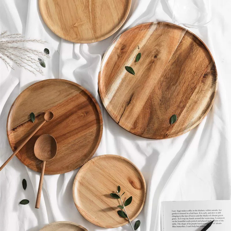 Đĩa gỗ cao su - KBYbamboo - Đĩa gỗ decor đồ ăn