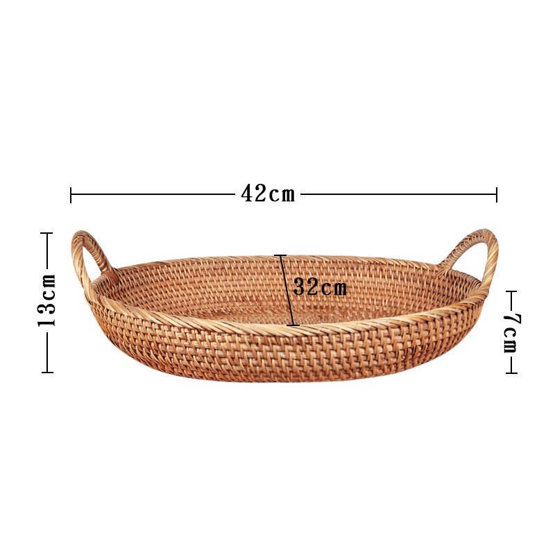 Khay guột oval có tay xách - Khay mây tre