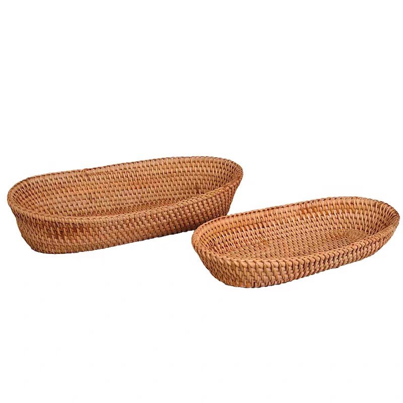 Khay guột oval đựng đồ trang trí - khay mây tre