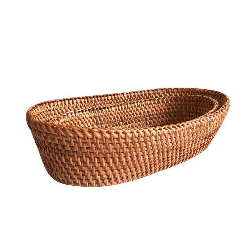 Khay guột oval đựng đồ trang trí - khay mây tre