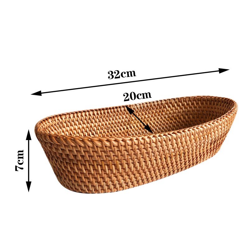 Khay guột oval đựng đồ trang trí - khay mây tre