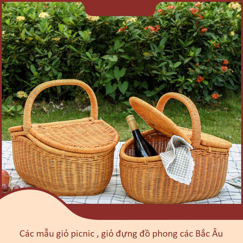 Giỏ Picnic phong cách Bắc Âu - Mây tre đan